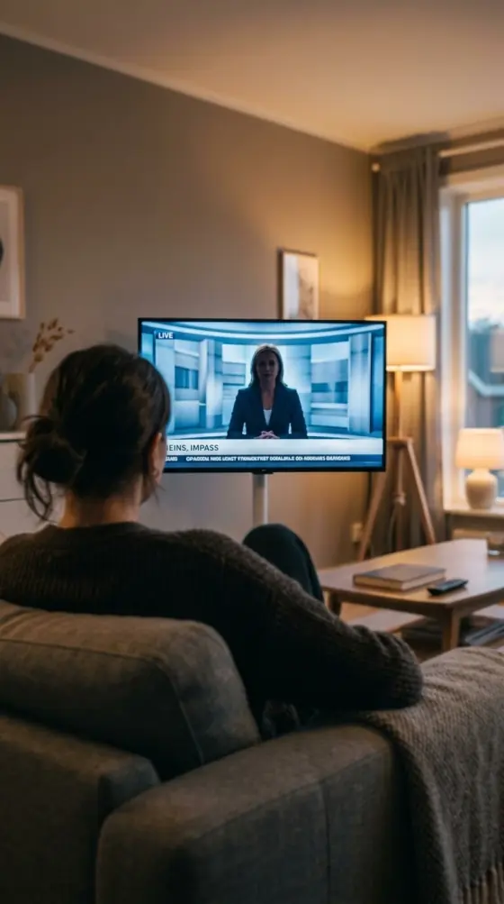 Man watching a live UK news channel through a GetLiveTV IPTV UK subscription