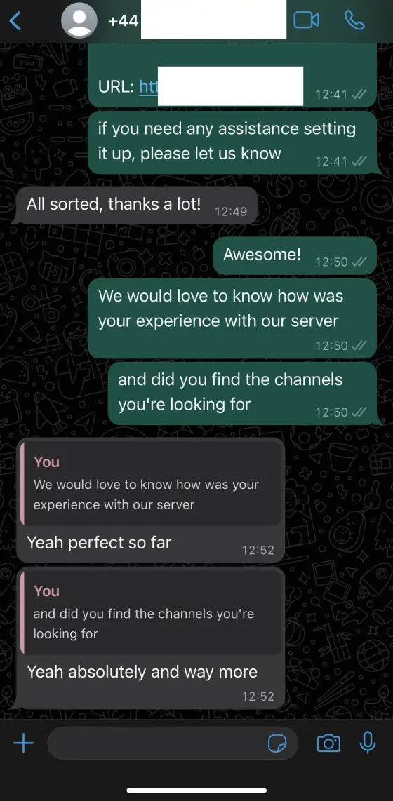GetLiveTV subscriber proof screenshot from a UK viewer after completing device setup