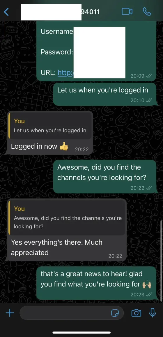 UK IPTV subscription proof screenshot showing customer feedback and GetLiveTV service results